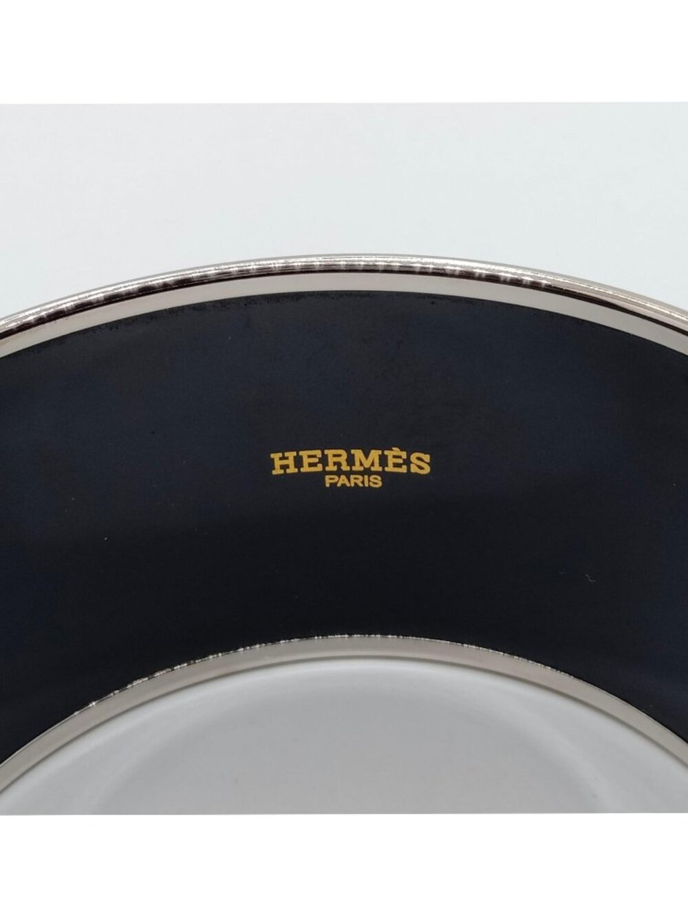 Authentic Hermès Paris Red & Black Enamel Wide Bangle Bracelet Silver Tone - Picture 8 of 10